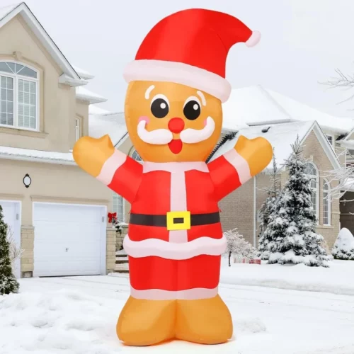 COMIN 8 FT Tall Christmas Gingerbread Inflatables Outdoor Decorations Blow Up with Built in LEDs for 05