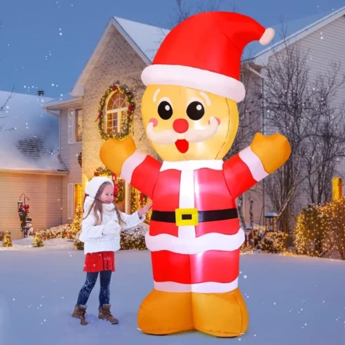 COMIN 8 FT Tall Christmas Gingerbread Inflatables Outdoor Decorations Blow Up with Built in LEDs for 07