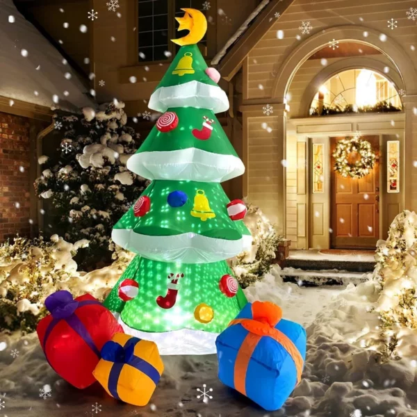 7.5FT Blow Up Christmas Tree Inflatable with 3 Gift Boxes & LED Lights, Outdoor Yard Lawn Garden Holiday Decoration Waterproof