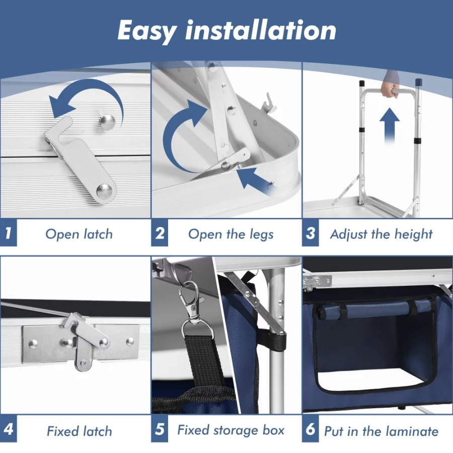 Camp Field Camping Folding Aluminum Table with Adjustable Legs for Outdoor Travel Beach, Backyards, - 03 Camp Field Camping Folding Aluminum Table with Adjustable Legs for Outdoor Travel Beach Backyards 03