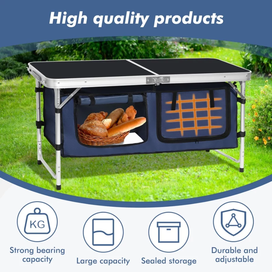 Camp Field Camping Folding Aluminum Table with Adjustable Legs for Outdoor Travel Beach, Backyards, - 04 Camp Field Camping Folding Aluminum Table with Adjustable Legs for Outdoor Travel Beach Backyards 04