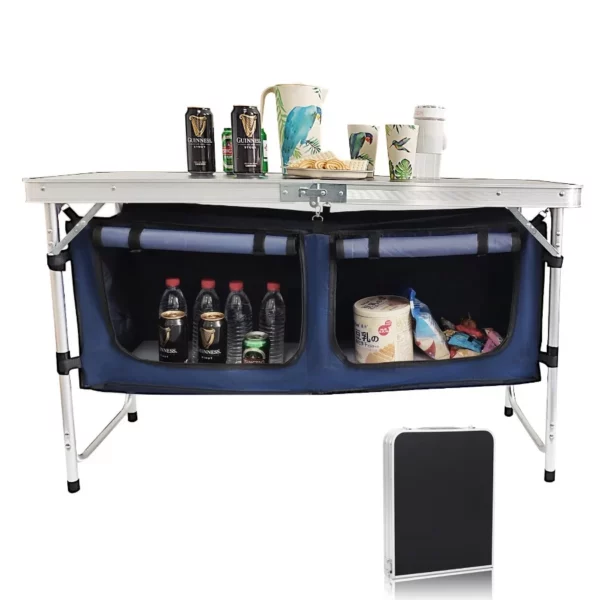 Camp Field Camping Folding Aluminum Table with Adjustable Legs for Outdoor Travel Beach, Backyards, BBQ, Party and Picnic Foldable Table