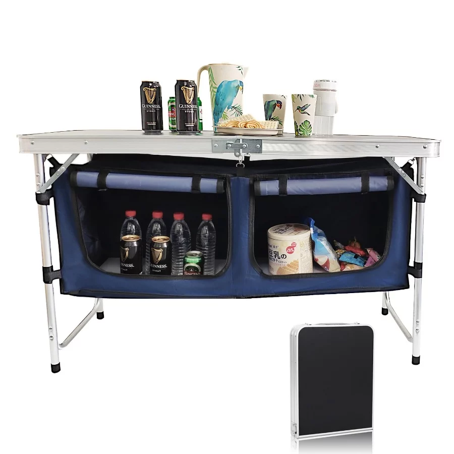 Camp Field Camping Folding Aluminum Table with Adjustable Legs for Outdoor Travel Beach, Backyards, - 07 Camp Field Camping Folding Aluminum Table with Adjustable Legs for Outdoor Travel Beach Backyards 07