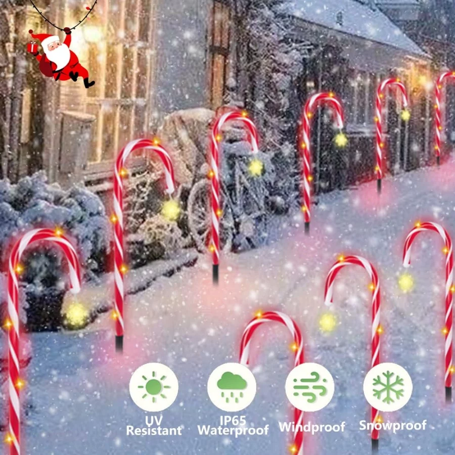 Candy Cane Christmas Lights, 12 Pack Waterproof Christmas Solar Candy Cane Lights with 8 Modes and T - 03 Candy Cane Christmas Lights 12 Pack Waterproof Christmas Solar Candy Cane Lights with 8 Modes and T 03