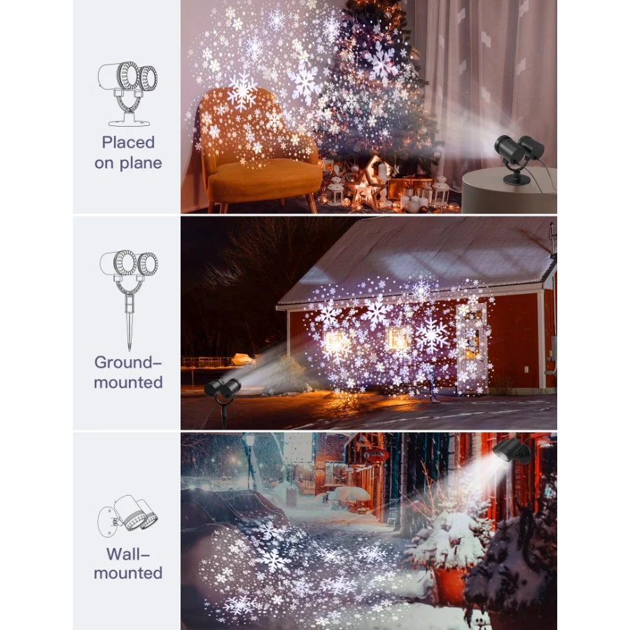 Christmas Double Head Snowflake Projection Lights, ZBPP Outdoor LED Christmas Lights IP65 Waterproof - 03 Christmas Double Head Snowflake Projection Lights ZBPP Outdoor LED Christmas Lights IP65 Waterproof 03
