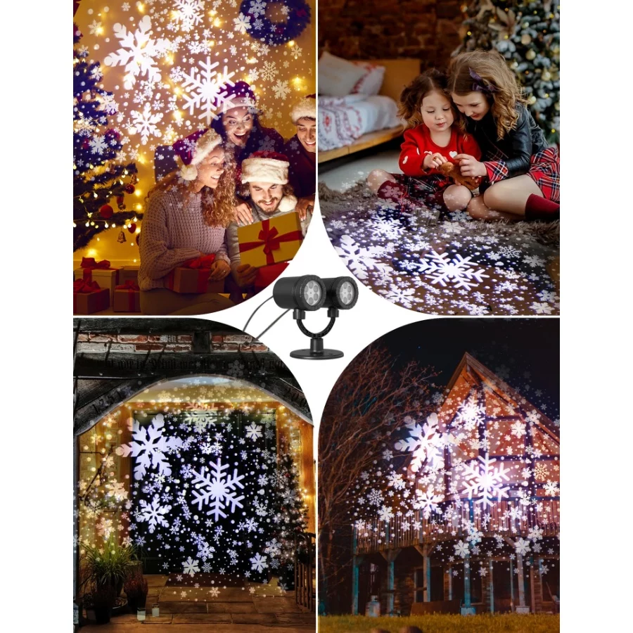 Christmas Double Head Snowflake Projection Lights, ZBPP Outdoor LED Christmas Lights IP65 Waterproof - 04 Christmas Double Head Snowflake Projection Lights ZBPP Outdoor LED Christmas Lights IP65 Waterproof 04