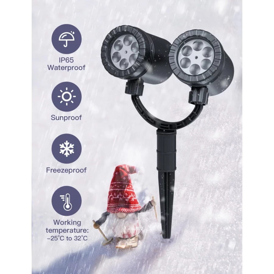 Christmas Double Head Snowflake Projection Lights, ZBPP Outdoor LED Christmas Lights IP65 Waterproof - 05 Christmas Double Head Snowflake Projection Lights ZBPP Outdoor LED Christmas Lights IP65 Waterproof 05