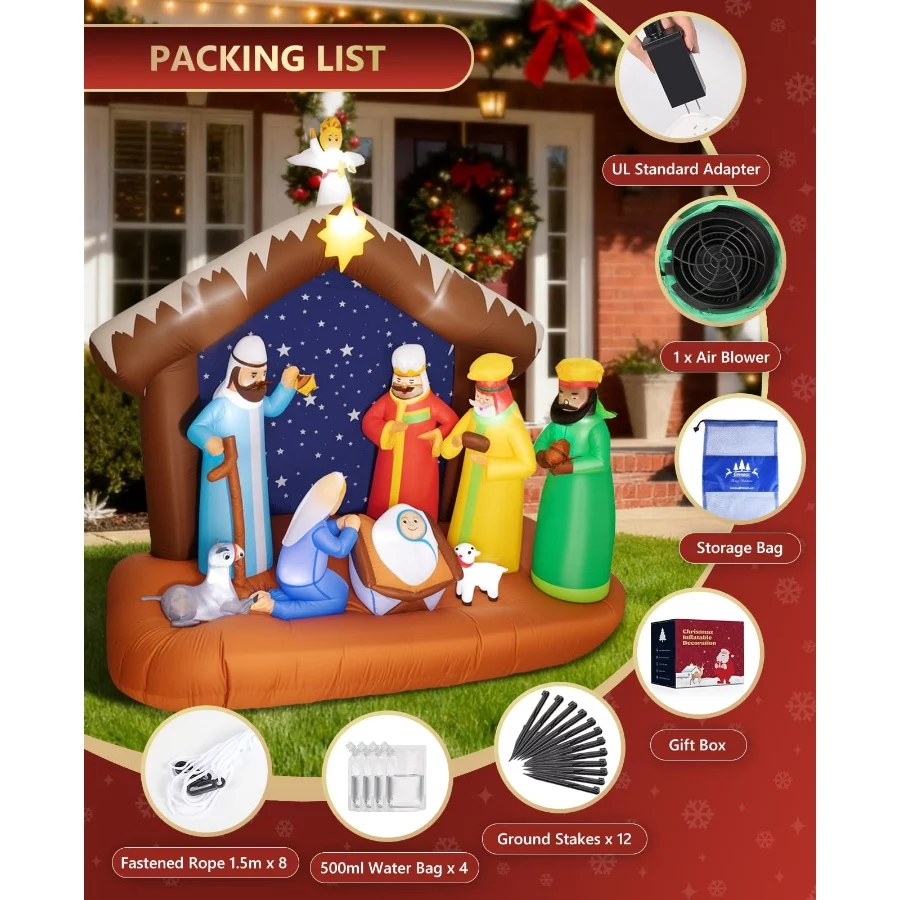Christmas Inflatable Nativity Scene Outdoor - IP44 Waterproof Christmas Inflatables Outdoor Blow Up - 02 Christmas Inflatable Nativity Scene Outdoor IP44 Waterproof Christmas Inflatables Outdoor Blow Up 02