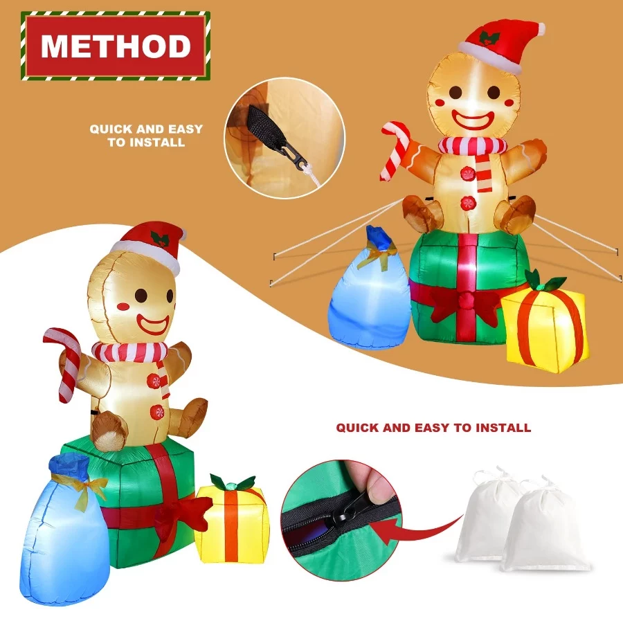 Christmas Inflatables Outdoor Decorations Gingerbread Man, 6ft Inflatable Christmas Yard Decorations - 02 Christmas Inflatables Outdoor Decorations Gingerbread Man 6ft Inflatable Christmas Yard Decorations 02