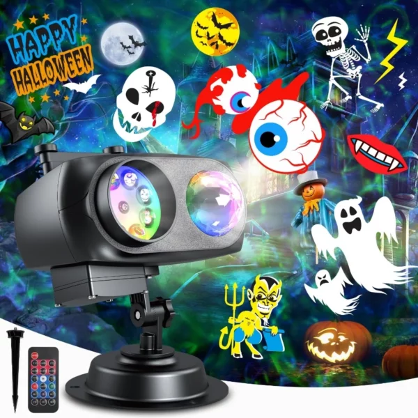 Waterproof Christmas Projector Lights Outdoor with 20 Slides 160 Patterns Remote Timer HD Ocean Wave Effects for Xmas Indoor Decorations
