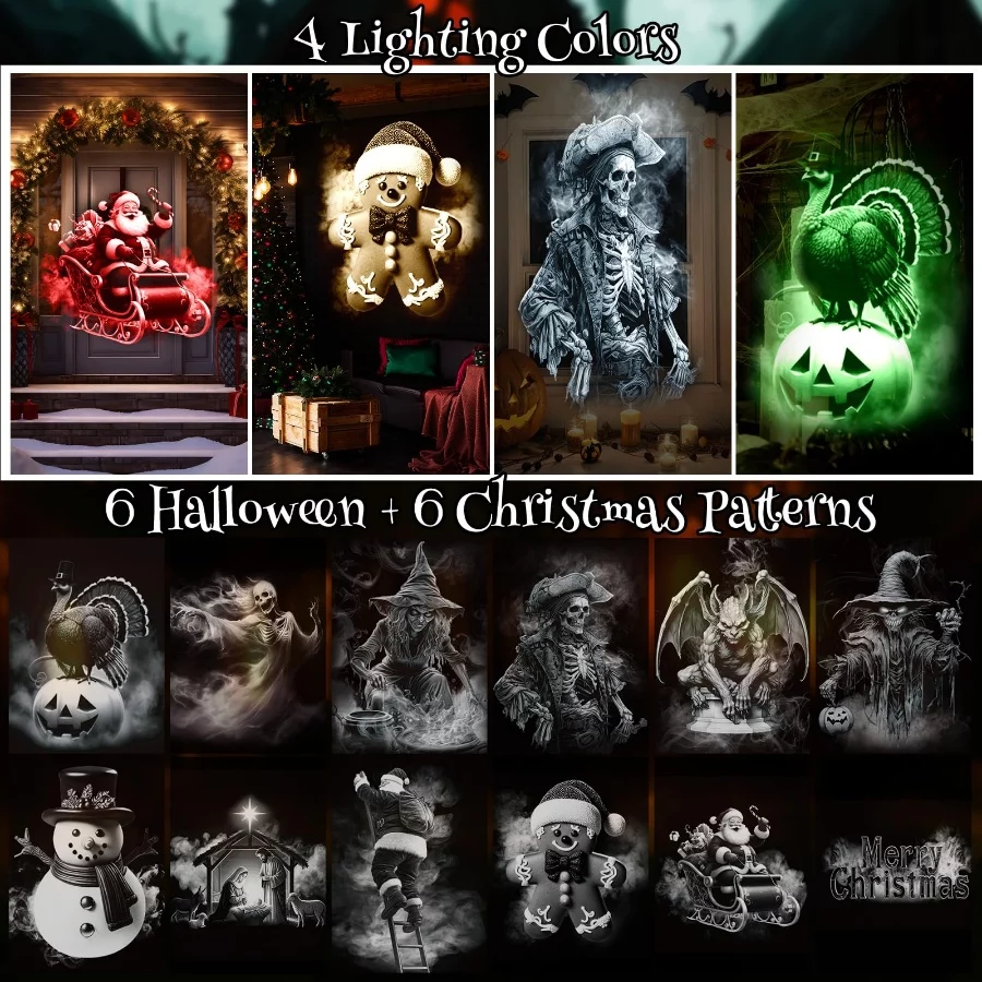 Christmas Projector Lights 2025 Upgrade 3D Dynamic Outdoor Indoor Decorations 4 Colors Light with R 03