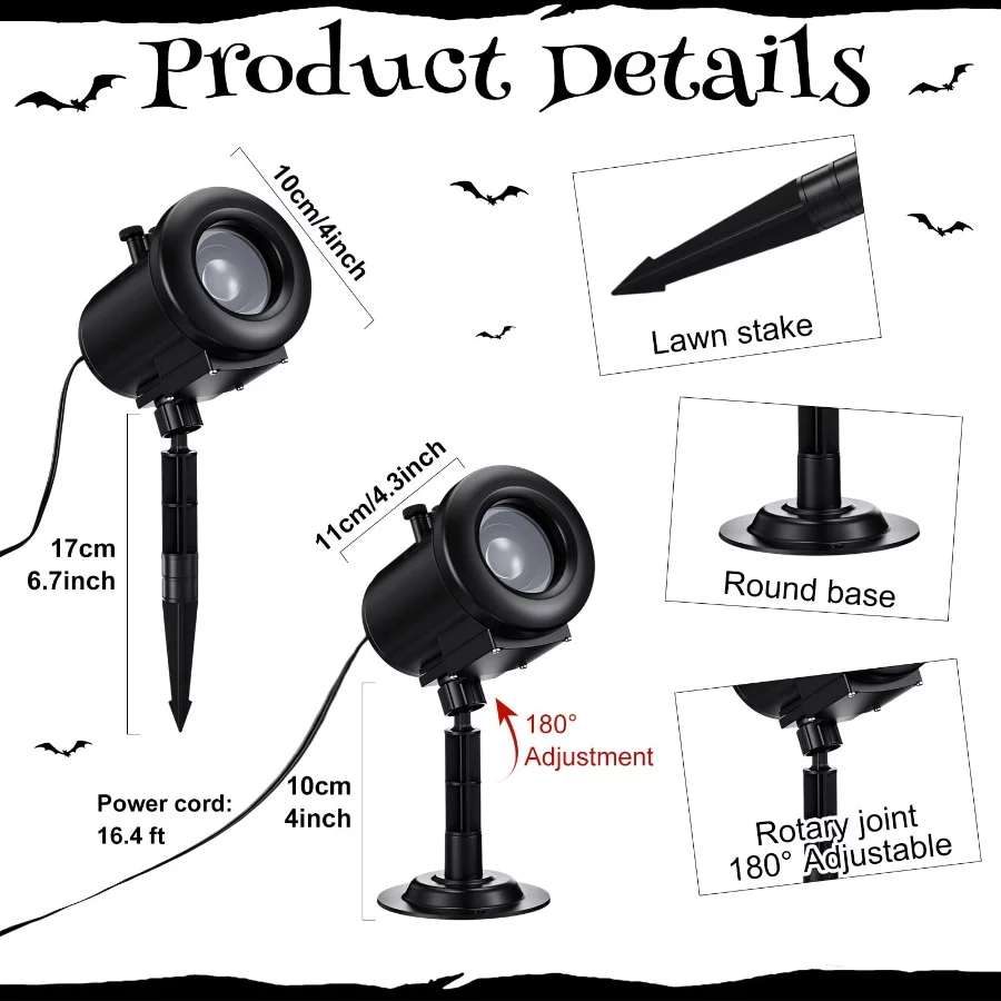 Christmas Projector Lights 2025 Upgrade 3D Dynamic Outdoor Indoor Decorations 4 Colors Light with R 04