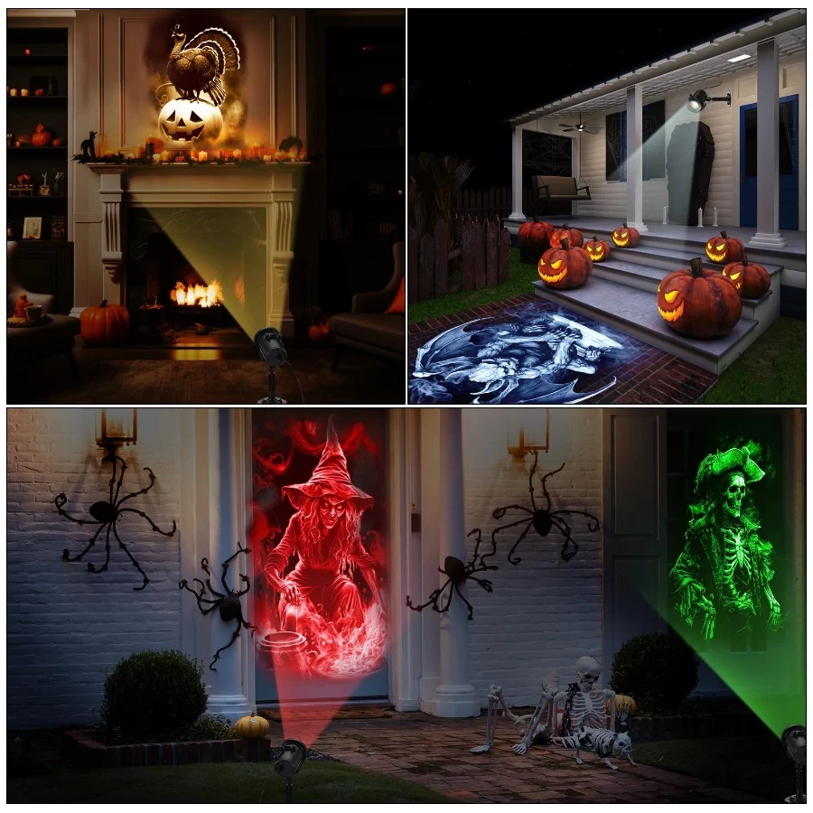 Christmas Projector Lights 2025 Upgrade 3D Dynamic Outdoor Indoor Decorations 4 Colors Light with R 06