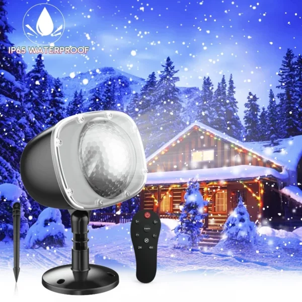 Christmas Snowfall Projector Lights Outdoor Indoor Rotating LED Snow Falling Lamp with Remote for Xmas Wedding Garden Holiday Decorations