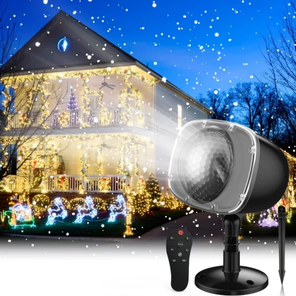 FLEVO Waterproof Christmas Snowfall Projector Lights Dynamic LED Snow Effect Lamp for Outdoor Indoor Yard Garden Holiday Party Decoration