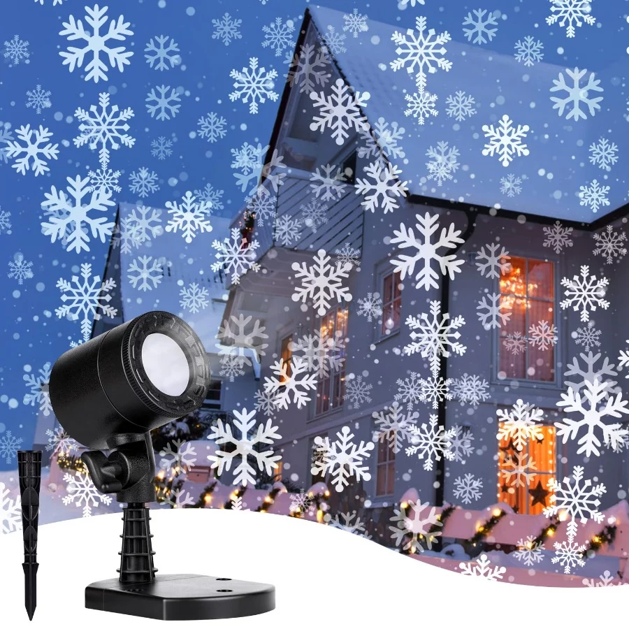 Christmas Snowflake Projector Lights Outdoor, Led Rotating Snowfall Show Lights Waterproof Landscape - 08 Christmas Snowflake Projector Lights Outdoor Led Rotating Snowfall Show Lights Waterproof Landscape 08