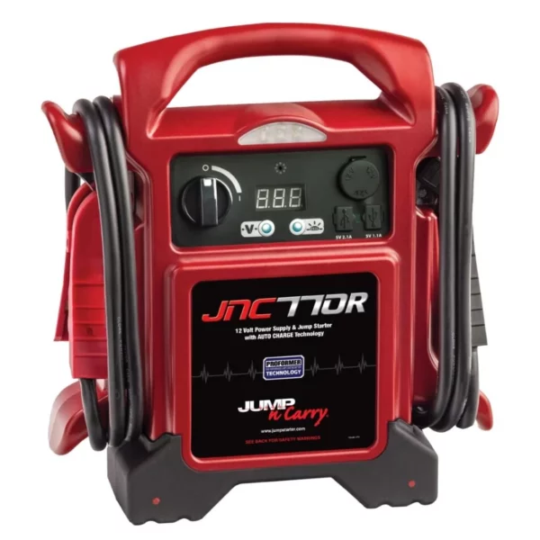 Clore Automotive JNC770R Jump-N-Carry 1700 Peak Amp 12V Jump Starter – Premium Heavy-Duty Portable Power Pack, Red