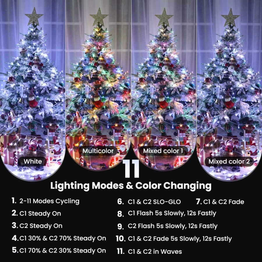 Color Changing Christmas Lights, 338ft 1000 LED White & Multicolor Christmas String Lights with Remo - 05 Color Changing Christmas Lights 338ft 1000 LED White Multicolor Christmas String Lights with Remo 05