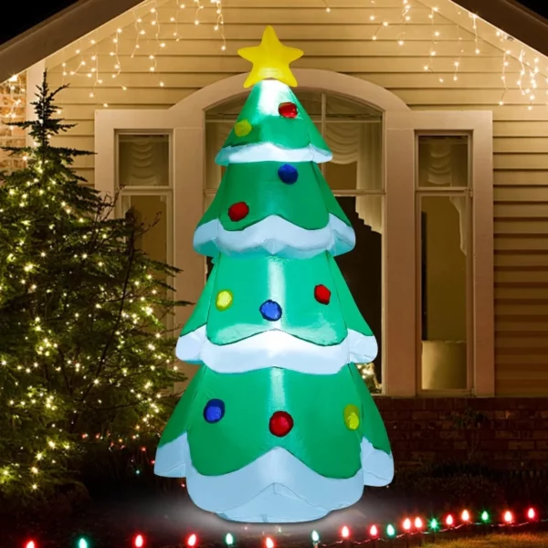 DR.DUDU 5FT Lighted Inflatable Xmas Tree – LED Blow Up Christmas Decoration for Indoor Outdoor Garden, Lawn & Holiday Party USA