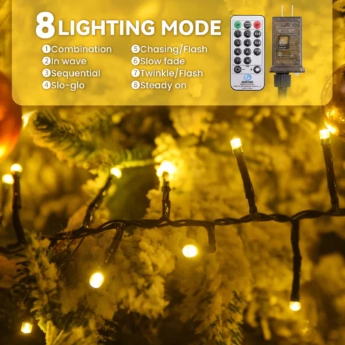 Dailyart 1200 LED Christmas Lights 95 Ft Indoor Outdoor Cluster Lights with 8 Modes Warm White P 06
