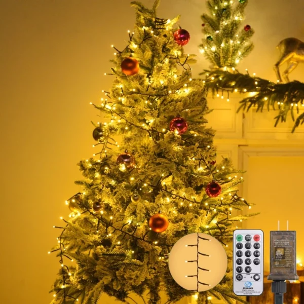 Dailyart 1200 LED Warm White Christmas Lights 95FT, Cluster Fairy String Lights with Timer, 8 Lighting Modes for Tree Wedding Xmas Decor