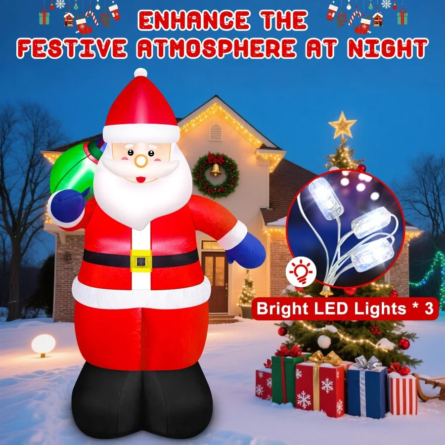 Danxilu 5FT Christmas Inflatable Santa Outdoor Decorations- Blow Up Santa Claus with Gift Bag Built- - 05 Danxilu 5FT Christmas Inflatable Santa Outdoor Decorations Blow Up Santa Claus with Gift Bag Built 05