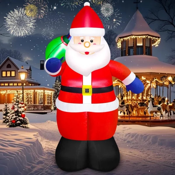 Danxilu 5FT Lighted Christmas Inflatable Santa Claus with Gift Bag – LED Blow Up Outdoor Yard Decor for Xmas Holiday Party USA