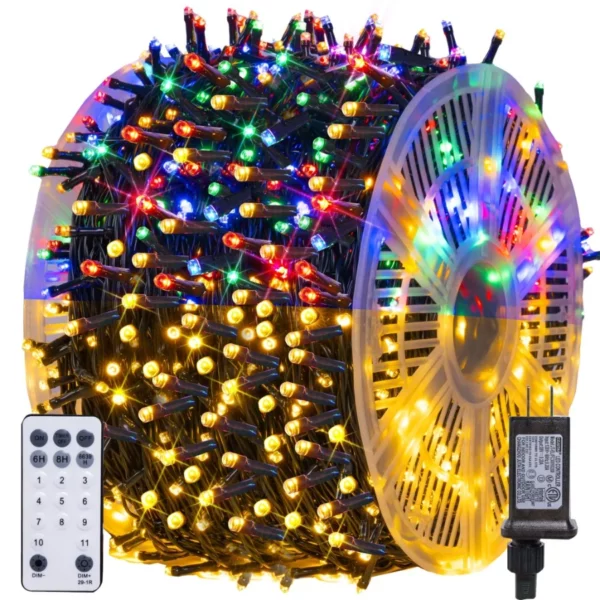 Dazzle Bright 1000 LED 328FT Color Changing Christmas Lights Warm White & Multicolor Waterproof String Lights with Remote 11 Modes Indoor Outdoor