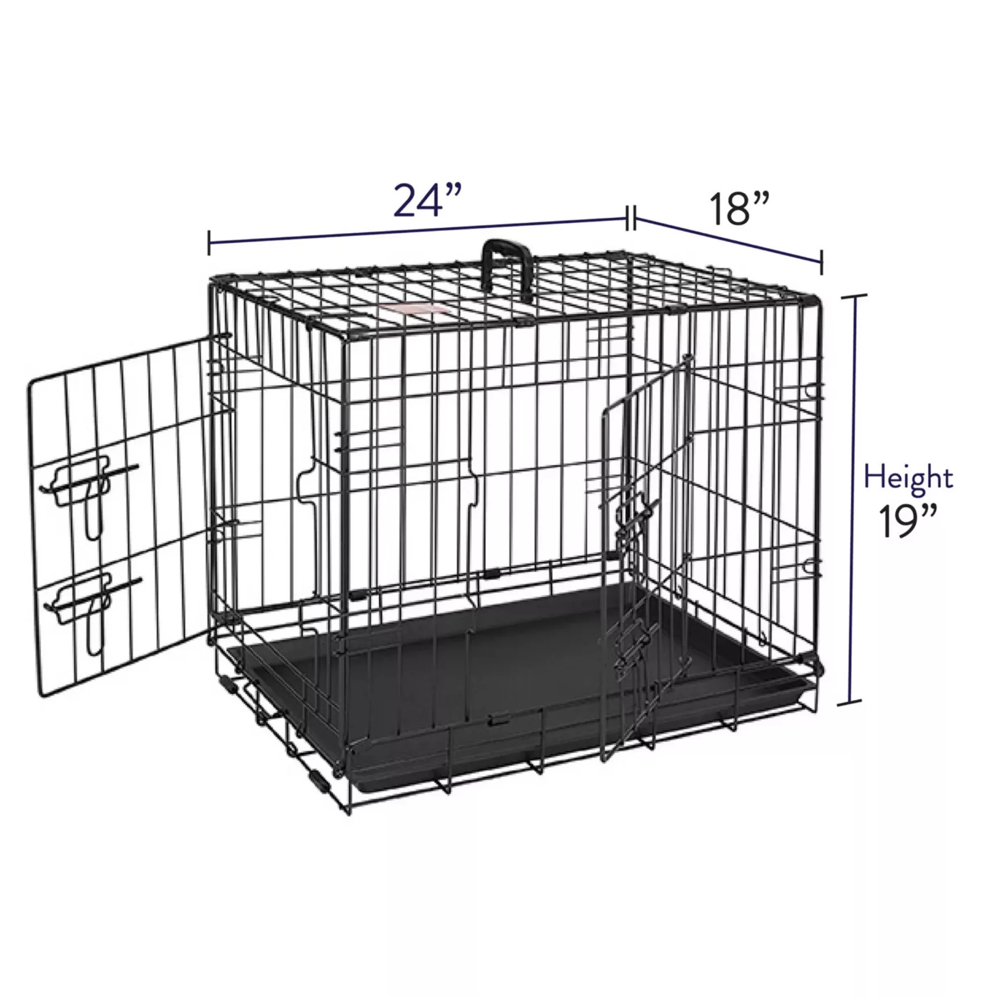 Double Door Folding Wire Dog Crate with Divider Panel – Portable Metal Kennel (3) Double Door Folding Wire Dog Crate with Divider Panel – Portable Metal Kennel 3