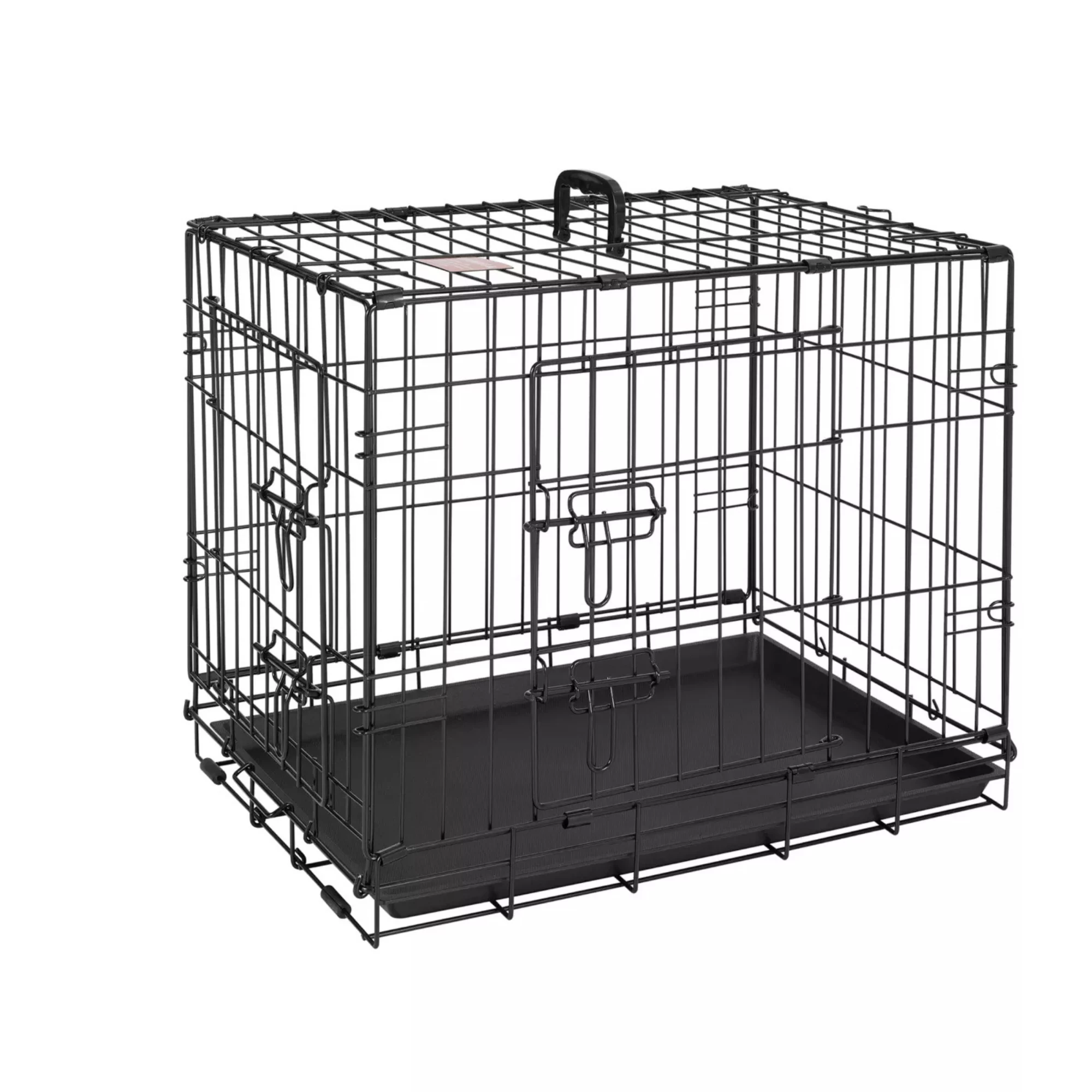 Double Door Folding Wire Dog Crate with Divider Panel – Portable Metal Kennel (4) Double Door Folding Wire Dog Crate with Divider Panel – Portable Metal Kennel 4