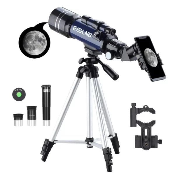 Telescope For Adults 70mm Aperture Refractor, 15X-180X Astronomy Scope For Beginners With Adjustable Tripod And Phone Adapter