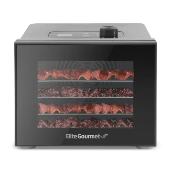 Elite Cuisine Digital Food Dehydrator with 4 Stainless Steel Trays – Easy, Efficient & Compact Design