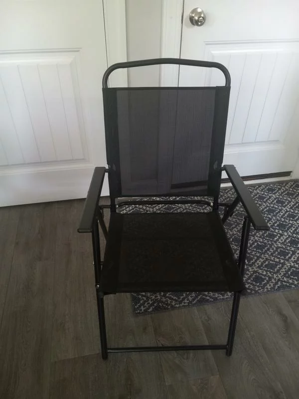 Click to view full screen Emma and Oliver Munroe Set of 2 Textilene Folding Sling Style Patio Chairs with Armrests – Lightweight, Durable & Easy to Store photo review