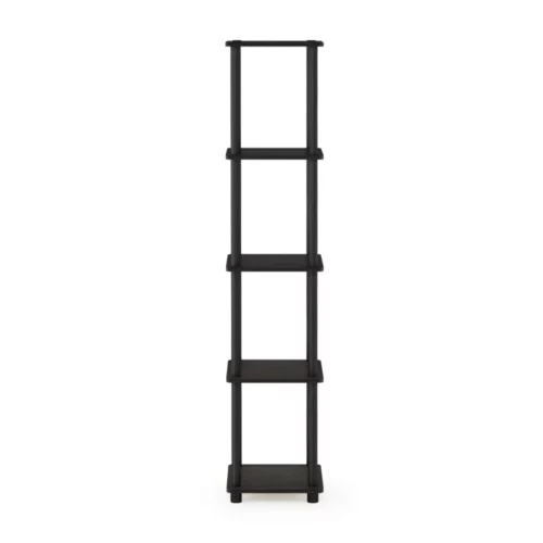 FURINNO Turn N Tube 5 Tier Corner Square Rack Display Shelf Round EspressoBlack 06