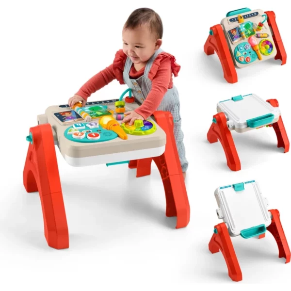 Fisher-Price Baby & Toddler Laugh & Learn 4-in-1 Activity Table, Educational Musical Toy & Art Easel for Kids Ages 6+ Months