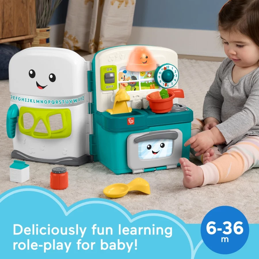 Fisher-Price Baby & Toddler Toy Laugh & Learn Learning Kitchen Playset with Music Lights & 5 Play Pi - 02 Fisher Price Baby Toddler Toy Laugh Learn Learning Kitchen Playset with Music Lights 5 Play Pi 02