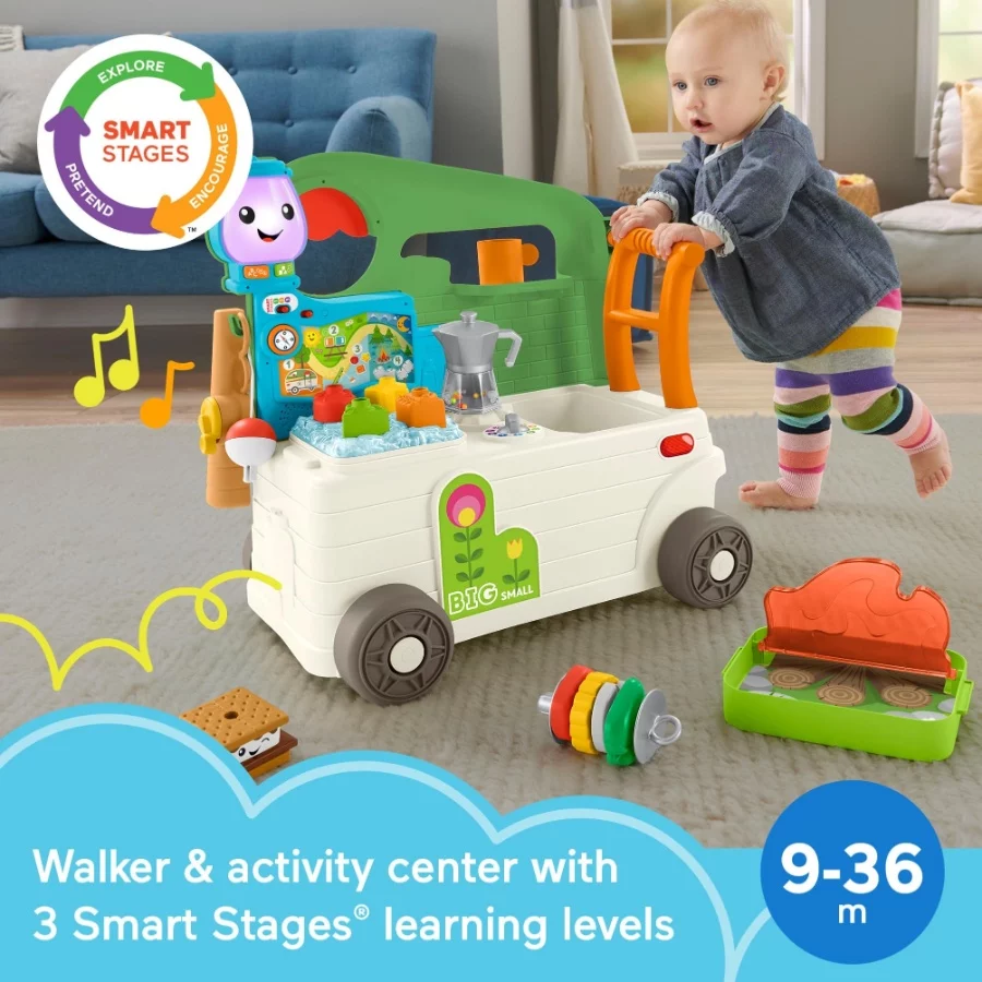 Fisher-Price Baby to Toddler Toy Laugh & Learn 3-in-1 On-the-Go Camper Walker & Activity Center with - 04 Fisher Price Baby to Toddler Toy Laugh Learn 3 in 1 On the Go Camper Walker Activity Center with 04