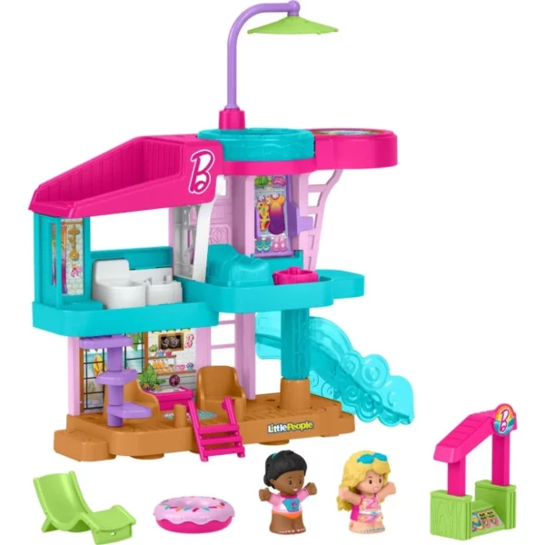 Fisher-Price Little People Barbie Beach House Playset, Toddler Pretend Play Toy with Figures & Accessories for Kids 18+ Months
