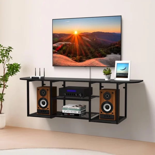Floating TV Stand for 55 Inch TV  Entertainment Center Wall Mounted Media Console with Open Storage Shelves, Modern