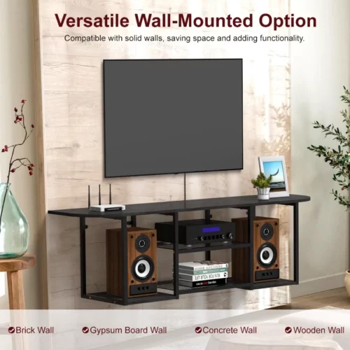 Floating TV Stand for 50 60 Inches TVWall Mounted Media Console with Open Storage Shelves，Modern En 06