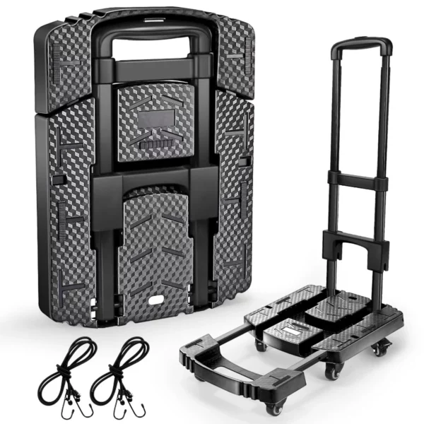 Portable Folding Shopping Cart with Wheels, Heavy-Duty Hand Truck Dolly Lightweight Collapsible Push Cart for Groceries & Travel