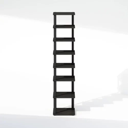 Furinno Turn N Tube 8 Tier Vertical Space Saving Free Standing Corner Shelf Display Rack EspressoB 07