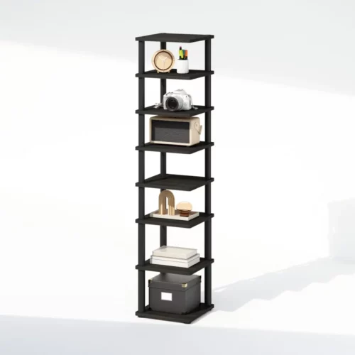 Furinno Turn N Tube 8 Tier Vertical Space Saving Free Standing Corner Shelf Display Rack EspressoB 08