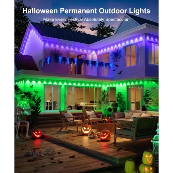 Fussion 200FT Smart Permanent Outdoor Lights, RGB LED Eaves Lighting with APP Remote Control, IP67 Waterproof for House & Holiday Decoration