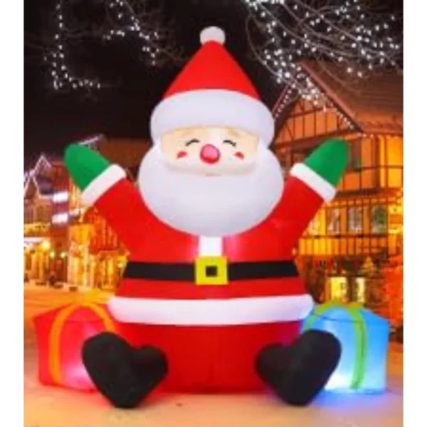 GOOSH 5FT Inflatable Santa Claus with Snowman & Gift Boxes – LED Christmas Blow Up Outdoor Yard Decoration for Garden, Lawn & Indoor Party