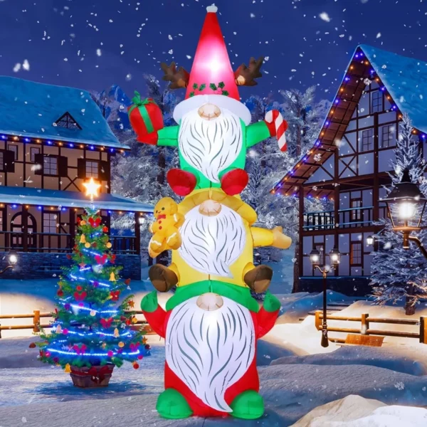 GOOSH 9.2FT Blow Up Christmas Gnomes Inflatable with Built-in LEDs, Gingerbread Man Outdoor Yard Lawn Holiday Decor Waterproof