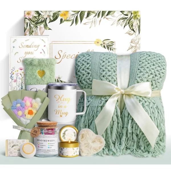 Gift Basket for Women, 11 PCS Self Care Birthday Gift Box, Thank You, Get Well, Sympathy & Friendship Gifts for Mom, Grandma, Sister, Friends (Sage Green) Christmas
