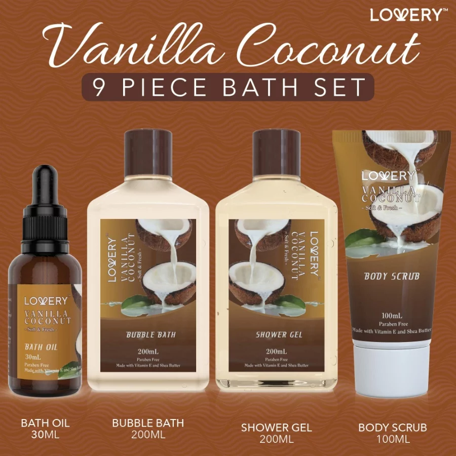Gifts For Women Gift Basket for Women– 9 Piece Set of Vanilla Coconut Home Spa Set, Includes Fragran - 02 Gifts For Women Gift Basket for Women– 9 Piece Set of Vanilla Coconut Home Spa Set Includes Fragran 02