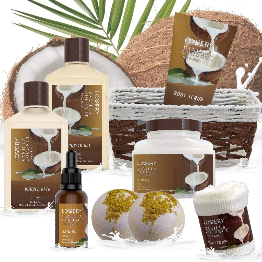 Gifts For Women Gift Basket for Women– 9 Piece Set of Vanilla Coconut Home Spa Set, Includes Fragran - 05 Gifts For Women Gift Basket for Women– 9 Piece Set of Vanilla Coconut Home Spa Set Includes Fragran 05