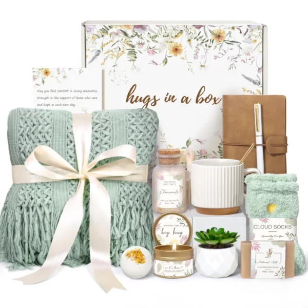 Gifts for Women Self Care Package, Get Well Soon Hug Basket, Thinking of You & Birthday Gift Box for Mom Friend Her (Sage Green) Christmas